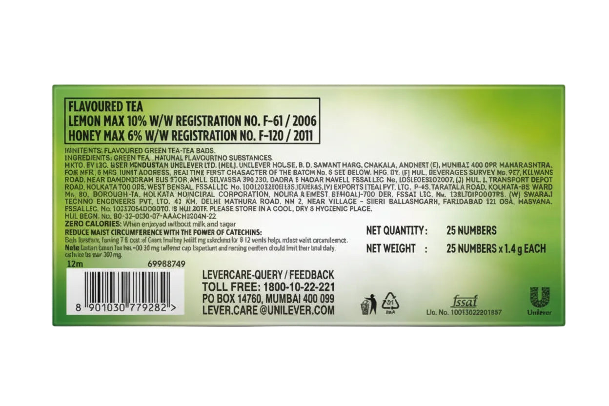 Lipton Green Tea Bags | Honey & Lemon | 25 pcs